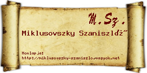 Miklusovszky Szaniszló névjegykártya